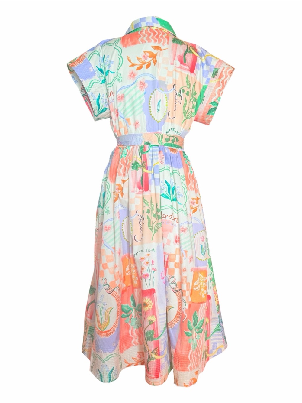 Prosperina Savannah Peach Multi Floral Cotton Midi Shirt Dress NWT M - Picture 5 of 16